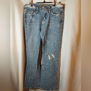 Hippie Distressed Low Rise Boot Cut Women's Jeans